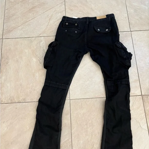 Flared wax denim cargos - Picture 2 of 4